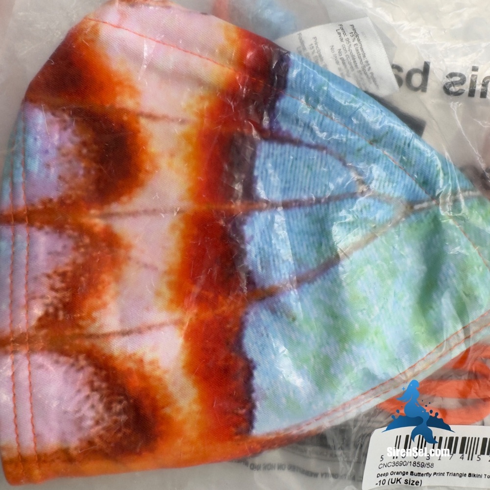 1115 NWT PrettyLittleThing Deep Orange Butterfly Triangle Bikini Top - Size 6 - Picture 2 of 11